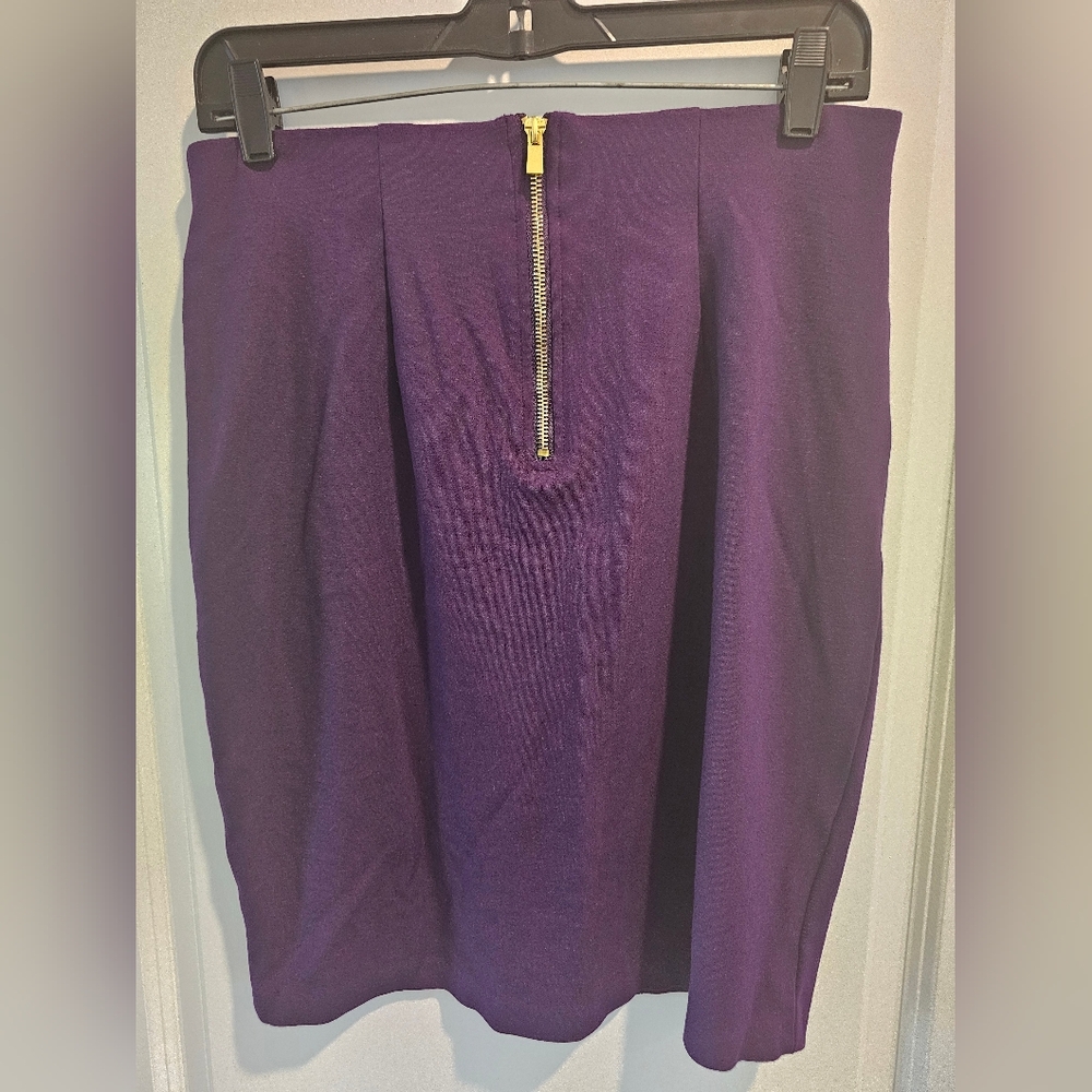 Womens sz8 Knee-Length Purple Pencil Skirt Work Gold Zipper Spring Summer Career